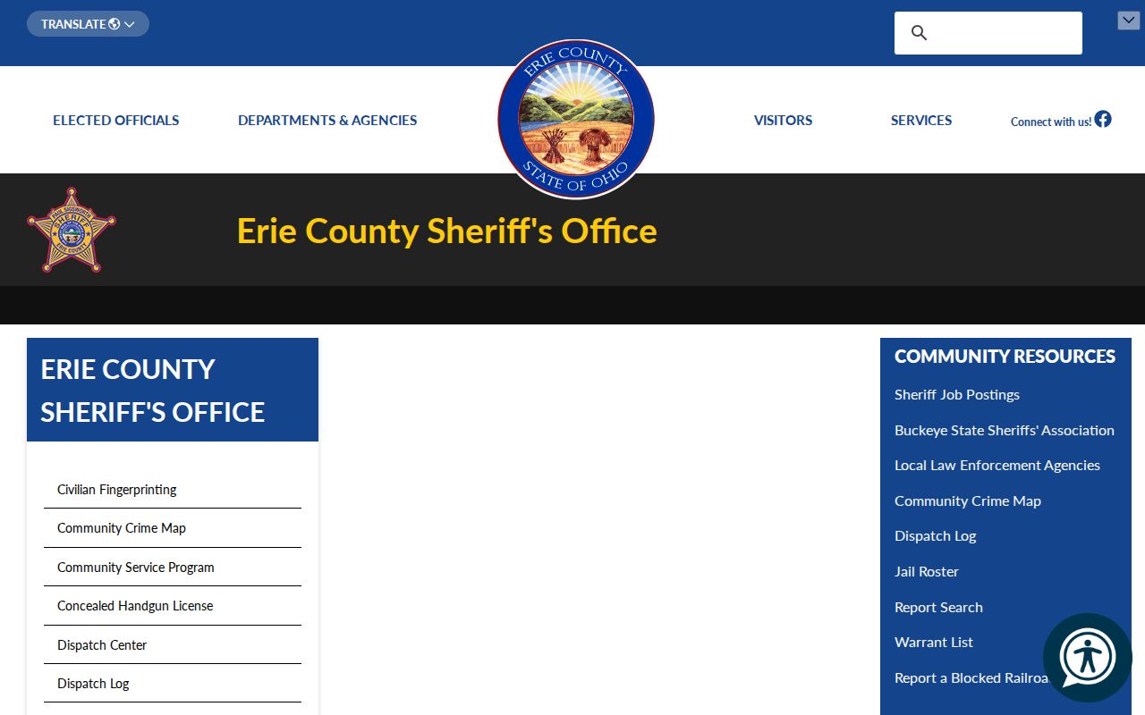 Erie County Sheriff official source page for booking record lookup