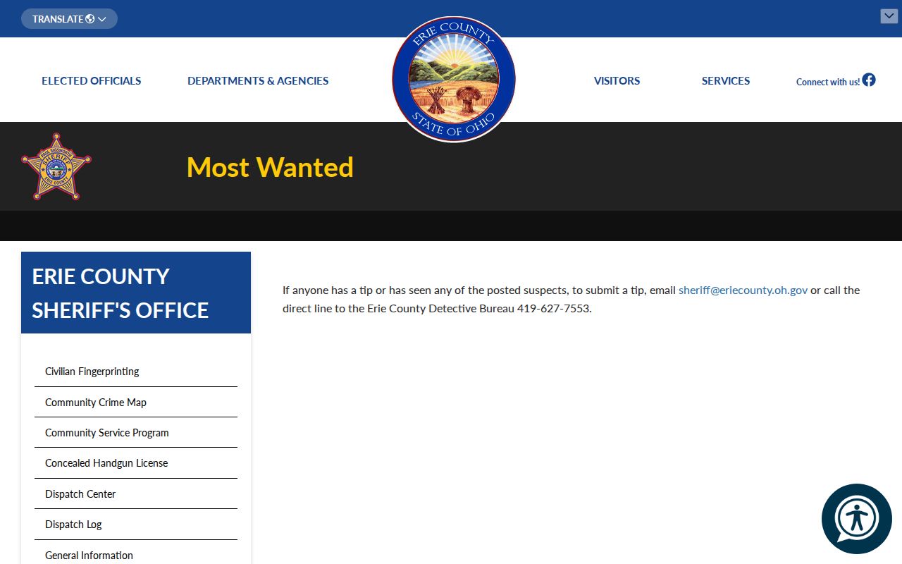 Erie County official most wanted record source page